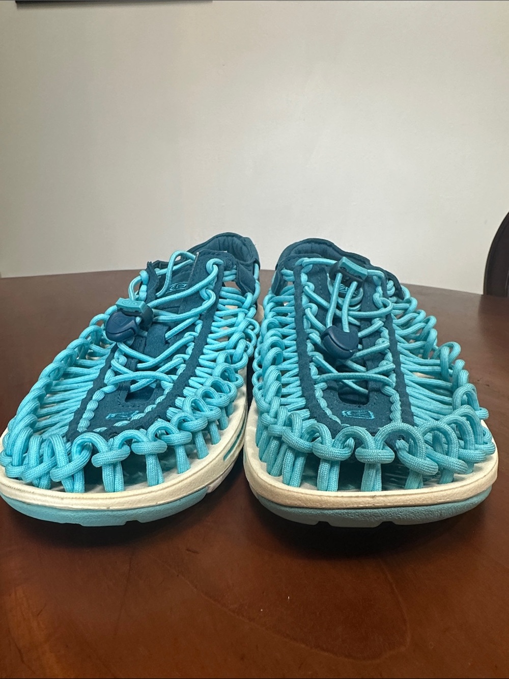 Keen Uneek Two-Tone Teal and Aqua Rope Sandals - Picture 7 of 8